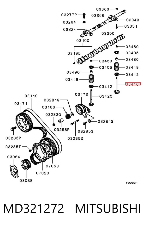 Válvula de admissão MD321272 Mitsubishi