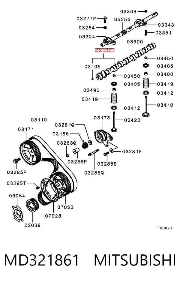 Árvore distribuidora de motor MD321861 Mitsubishi