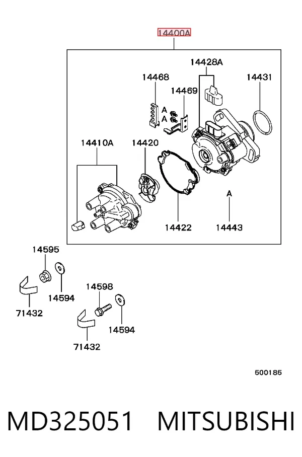 Distribuidor de ignição (distribuidor) MD325051 Mitsubishi