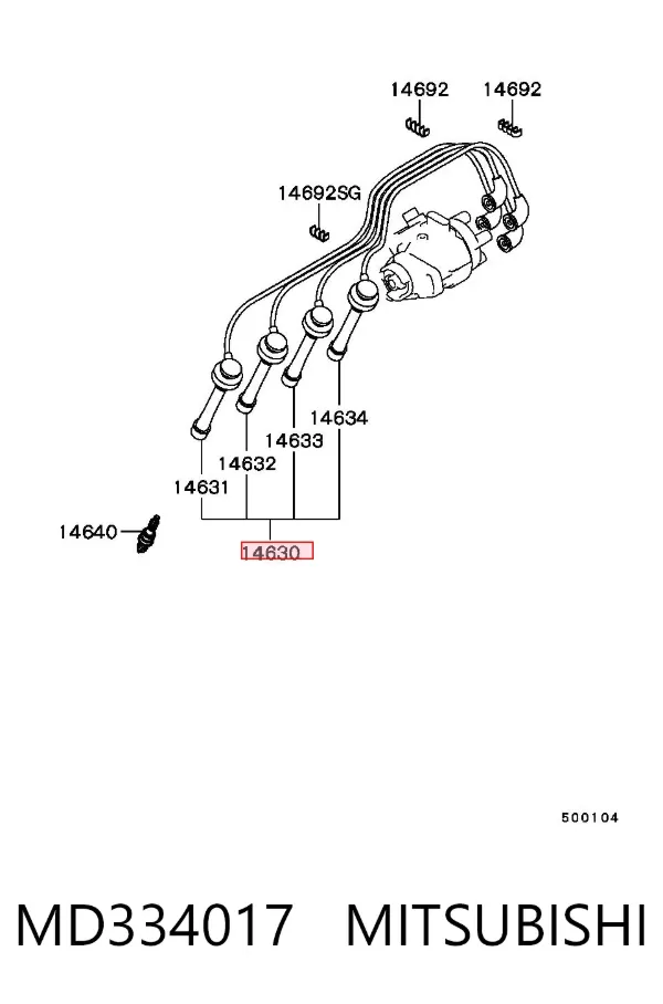 Fios de alta voltagem, kit MD334017 Mitsubishi
