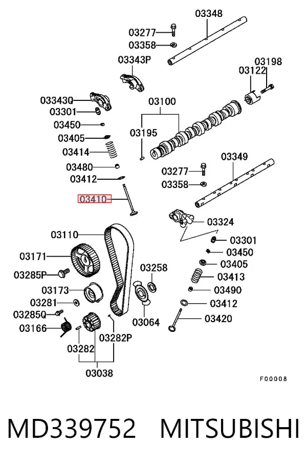 Válvula de admissão MD339752 Mitsubishi