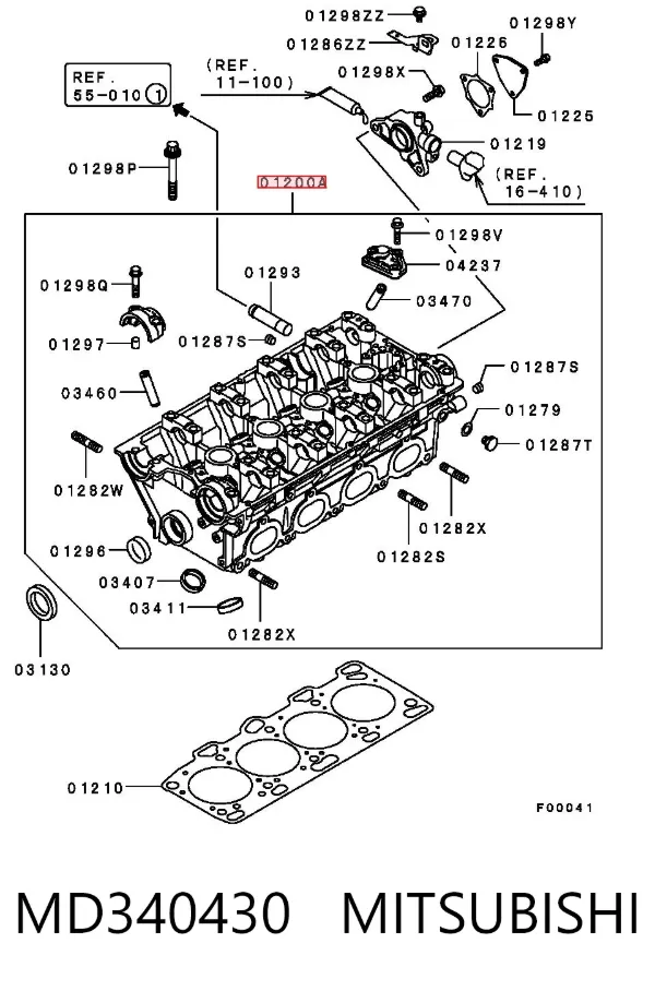 Cabeça de motor (CBC) MD340430 Mitsubishi
