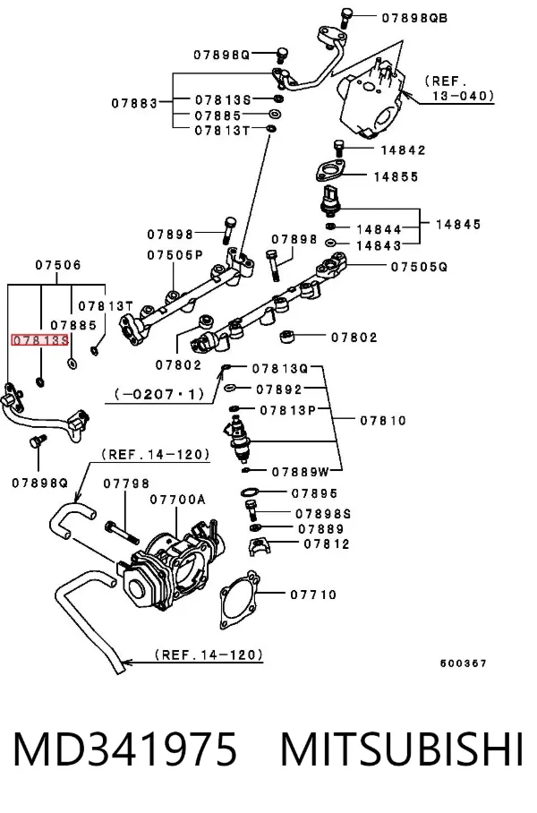 Vedante anular de tubo de combustível MD341975 Mitsubishi