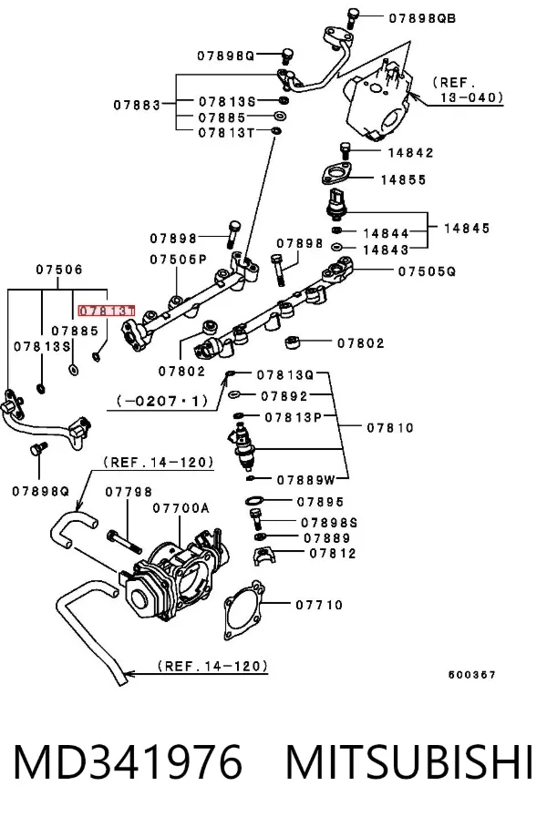 Vedante anular de tubo de combustível MD341976 Mitsubishi