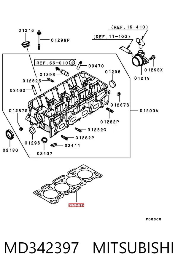 Vedante de cabeça de motor (CBC) MD342397 Mitsubishi