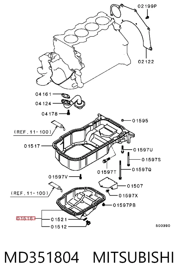 Panela de óleo de cárter do motor MD351804 Mitsubishi