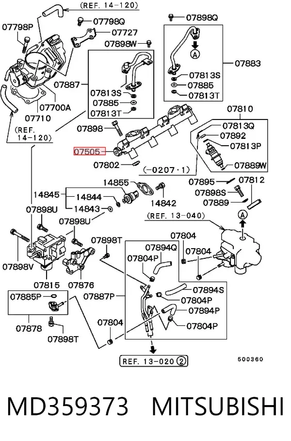 Distribuidor de combustível (rampa) MD359373 Mitsubishi