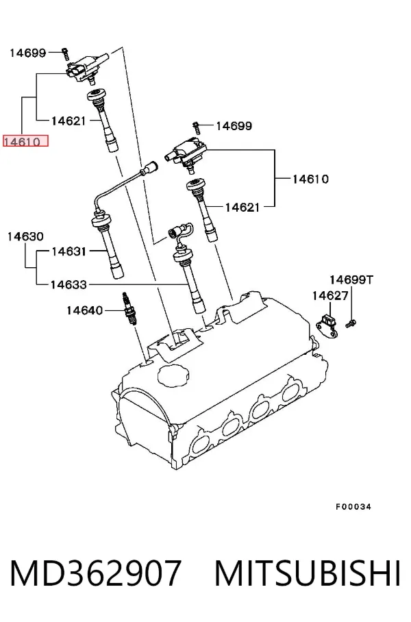Bobina de ignição MD362907 Mitsubishi