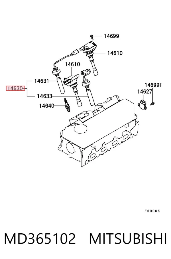 Fios de alta voltagem, kit MD365102 Mitsubishi