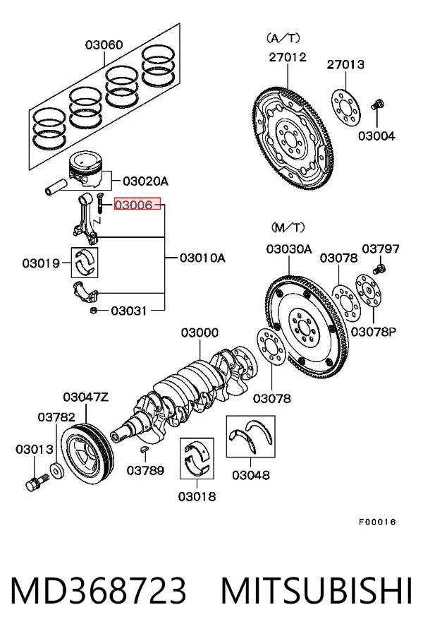 Parafuso de biela MD368723 Mitsubishi