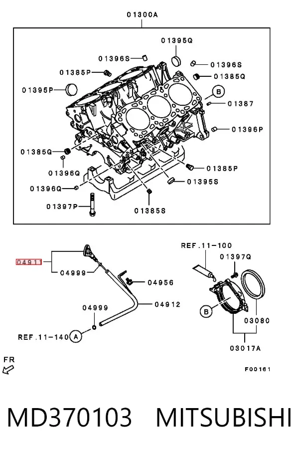 Sonda (indicador) do nível de óleo no motor MD370103 Mitsubishi