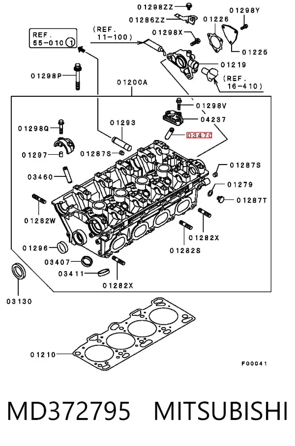 Guia de válvula de escape MD372795 Mitsubishi