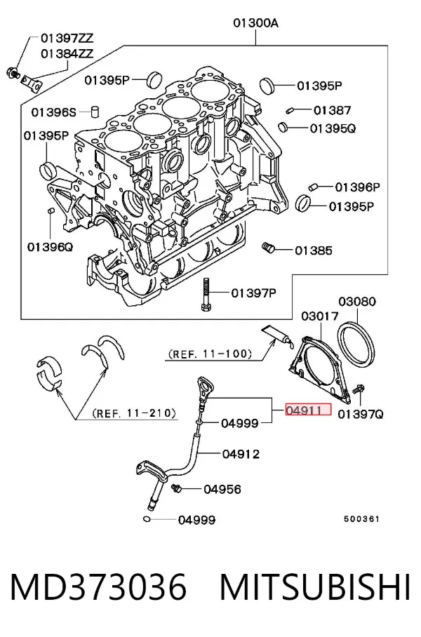Sonda (indicador) do nível de óleo no motor MD373036 Mitsubishi