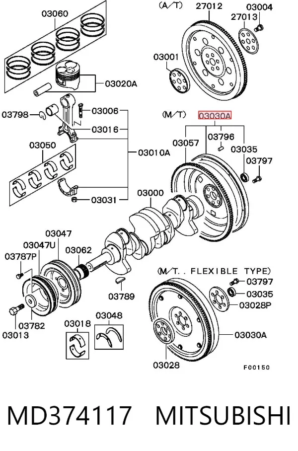 Volante de motor MD374117 Mitsubishi