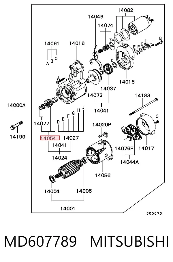 Roda dentada do motor de arranco MD607789 Mitsubishi