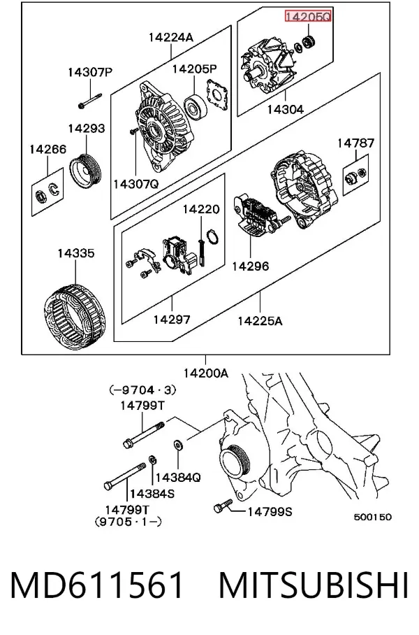 Rolamento do gerador MD611561 Mitsubishi