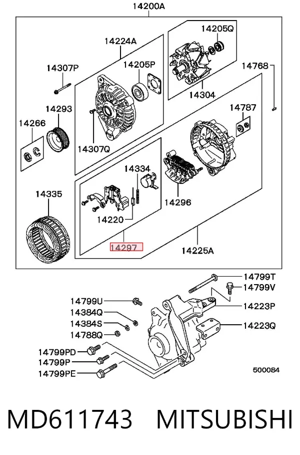 Relê-regulador do gerador (relê de carregamento) MD611743 Mitsubishi