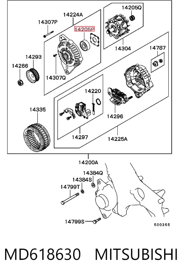 Rolamento do gerador MD618630 Mitsubishi