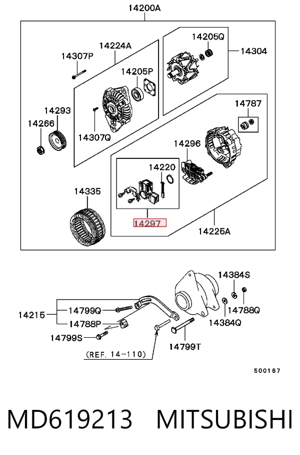 Bucha do gerador MD619213 Mitsubishi
