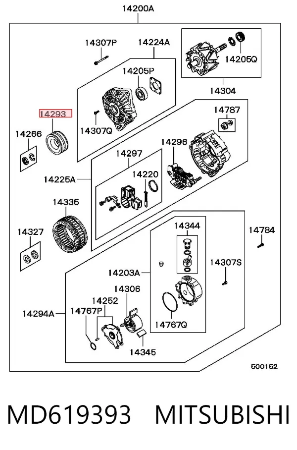 Polia do gerador MD619393 Mitsubishi