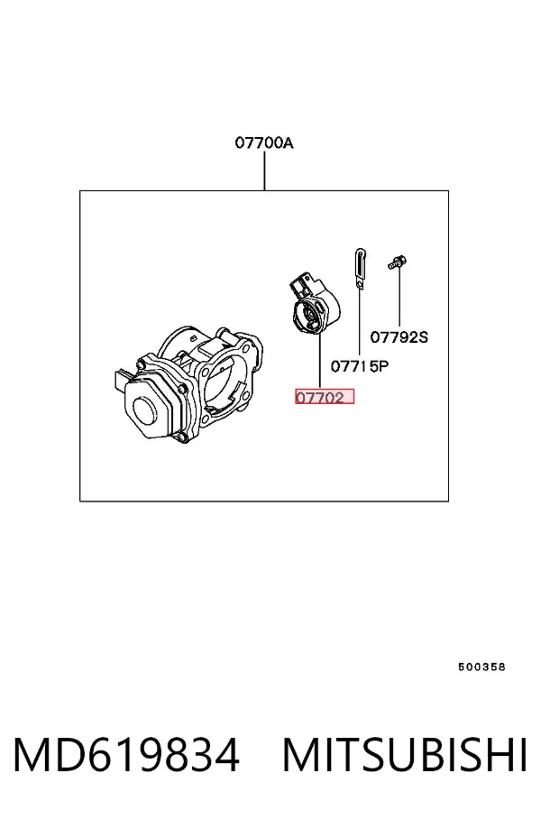 Sensor de posição da válvula de borboleta (potenciômetro) MD619834 Mitsubishi