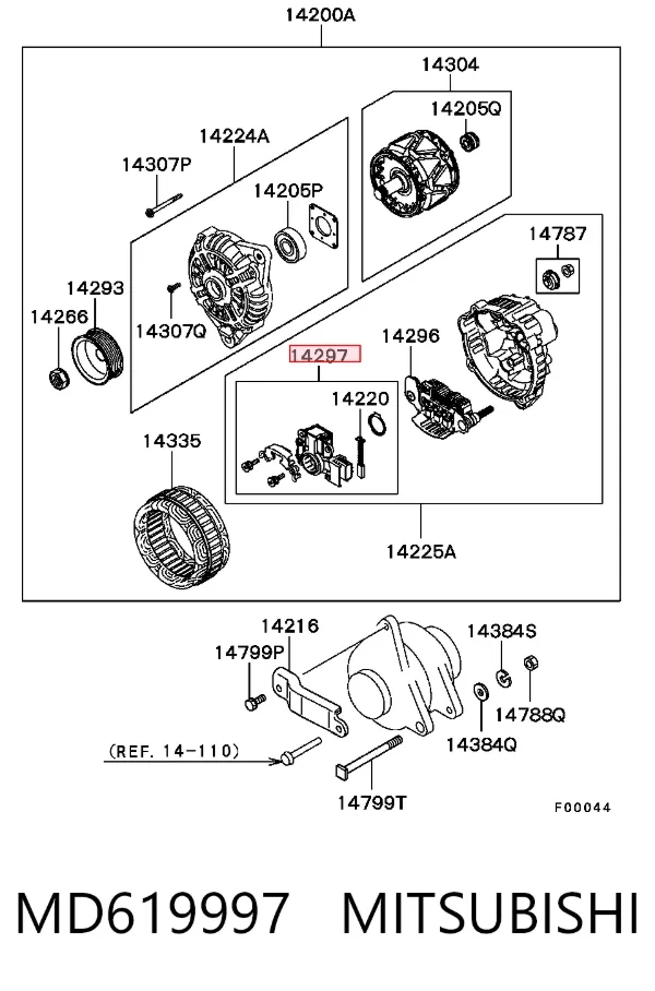 Relê-regulador do gerador (relê de carregamento) MD619997 Chrysler