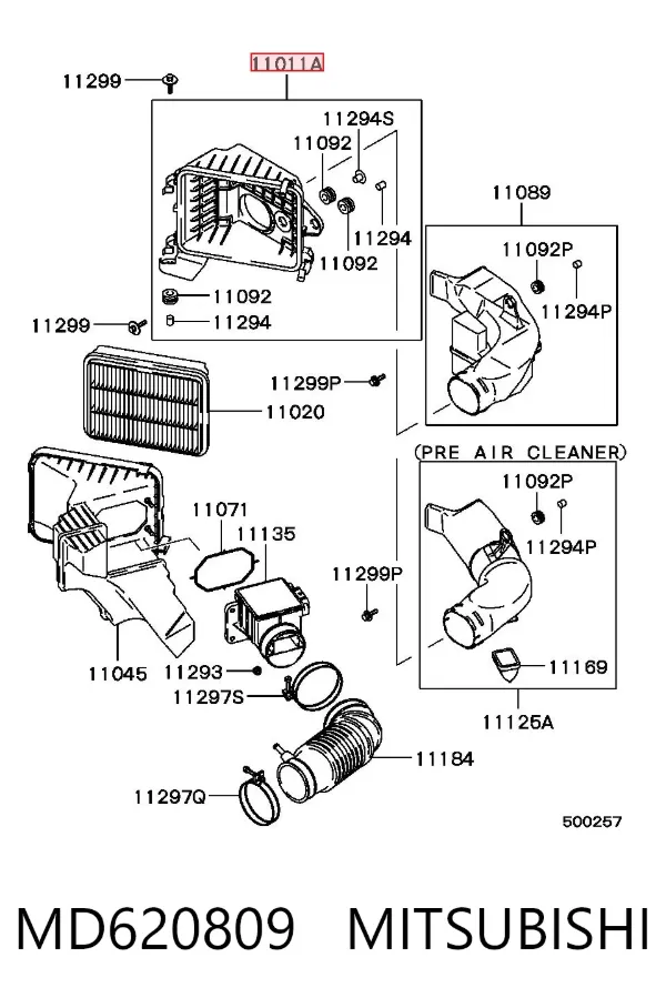 Caixa de filtro de ar, parte inferior MD620809 Mitsubishi
