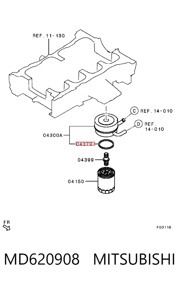 Vedante de adaptador do filtro de óleo MD620908 Mitsubishi