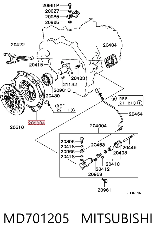 Cesta de embraiagem MD701205 Mitsubishi