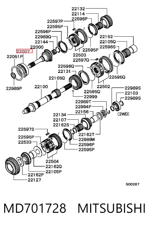Rolamento da árvore secundária da Caixa de Mudança MD701728 Mitsubishi