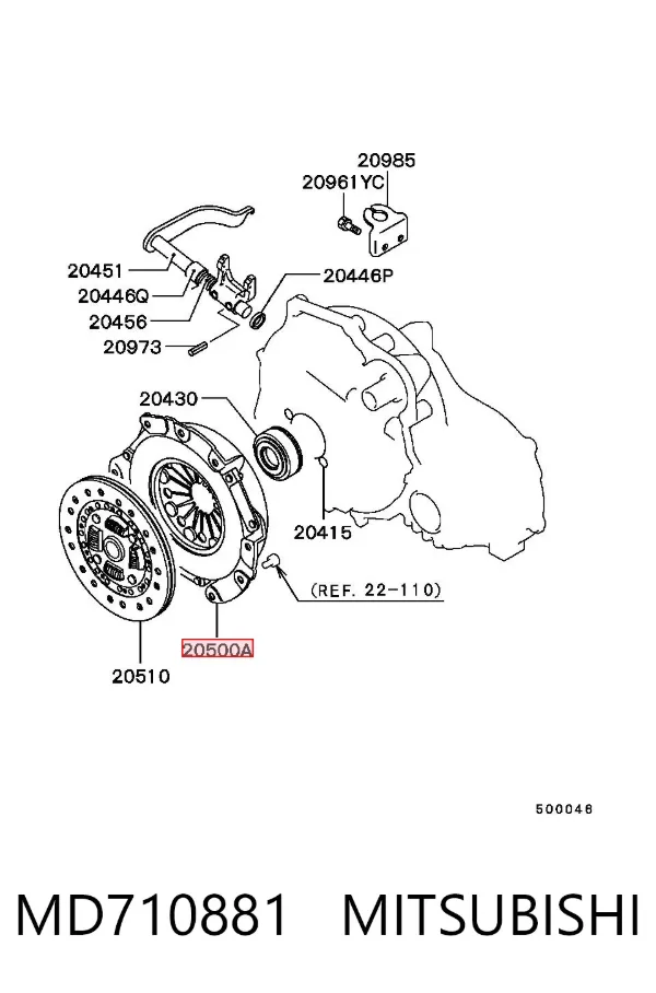 Cesta de embraiagem MD710881 Mitsubishi