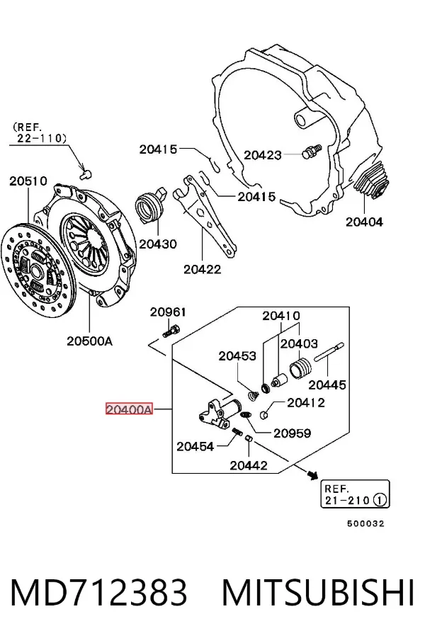 Cilindro de trabalho de embraiagem MD712383 Mitsubishi