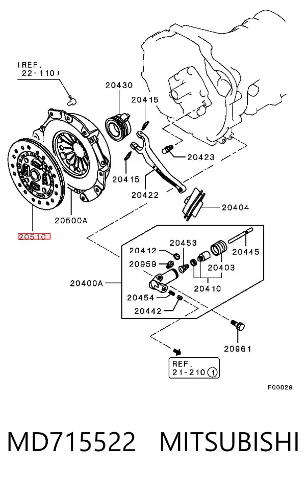 Disco de embraiagem MD715522 Mitsubishi