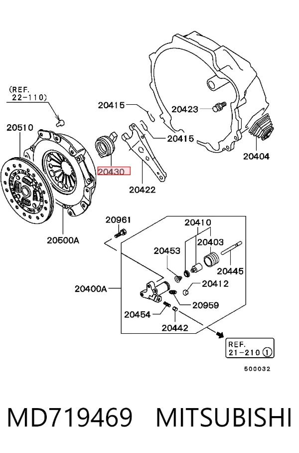 Rolamento de liberação de embraiagem MD719469 Mitsubishi