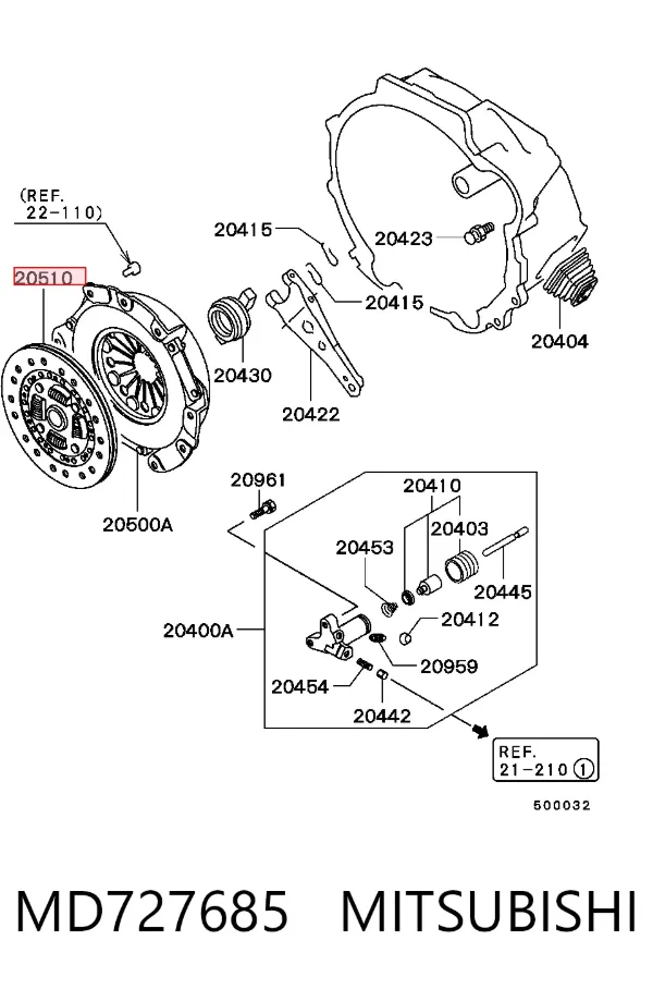 Disco de embraiagem MD727685 Mitsubishi