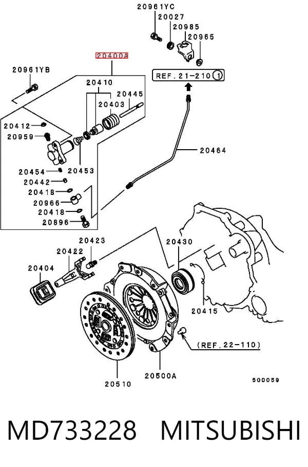 Cilindro de trabalho de embraiagem MD733228 Mitsubishi