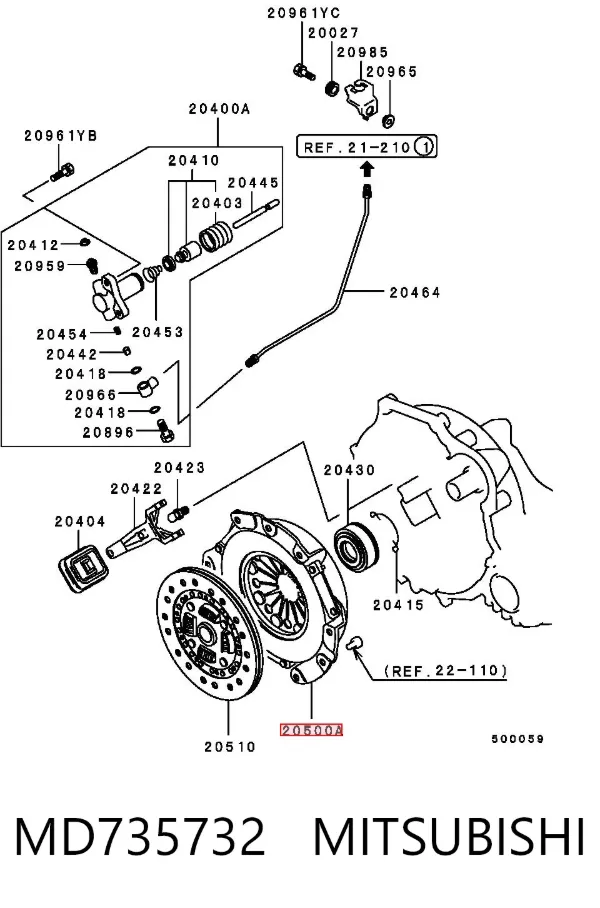 Cesta de embraiagem MD735732 Mitsubishi