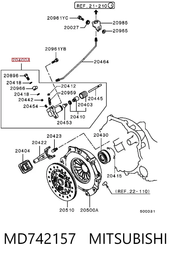 Cilindro de trabalho de embraiagem MD742157 Mitsubishi