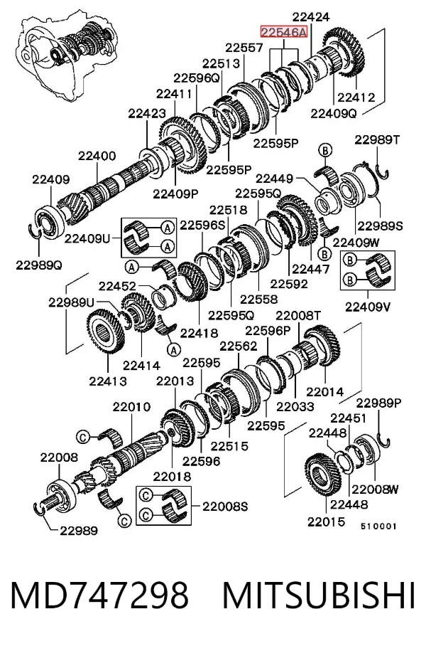 Anel de sincronizador MD747298 Mitsubishi