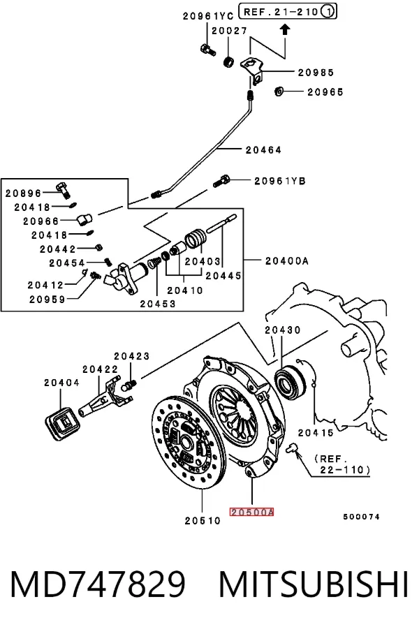 Cesta de embraiagem MD747829 Mitsubishi