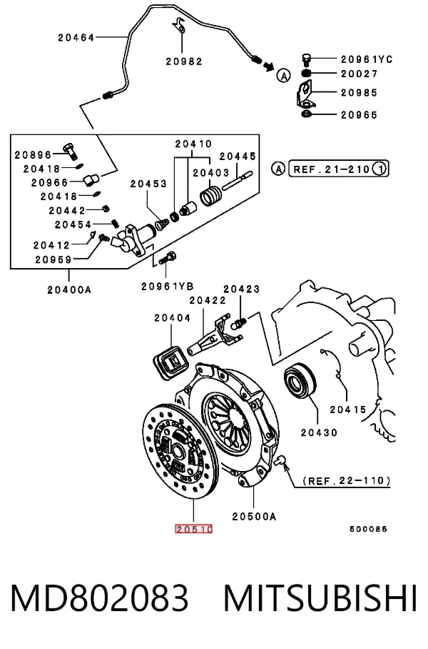 Disco de embraiagem MD802083 Mitsubishi
