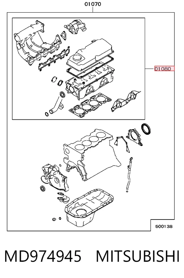 Kit superior de vedantes de motor MD974945 Mitsubishi
