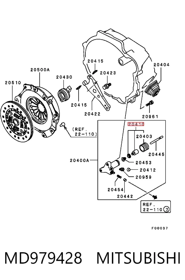 Kit de reparação do cilindro de trabalho de embraiagem MD979428 Mitsubishi