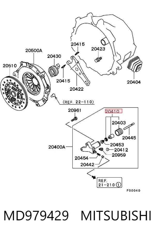 Kit de reparação do cilindro de trabalho de embraiagem MD979429 Mitsubishi