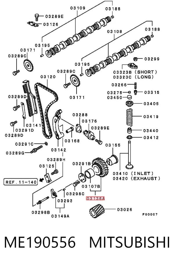 Roda dentada de acionamento da Bomba de Combustível de Pressão Alta parasita ME190556 Mitsubishi