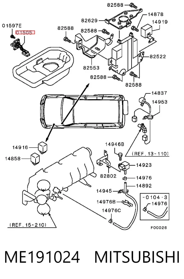 Sensor do nível de óleo de motor ME191024 Mitsubishi