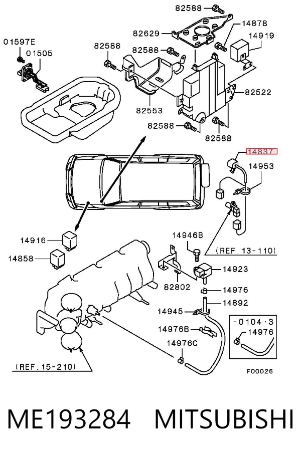 Sensor de posição (de revoluções) de cambota ME193284 Mitsubishi