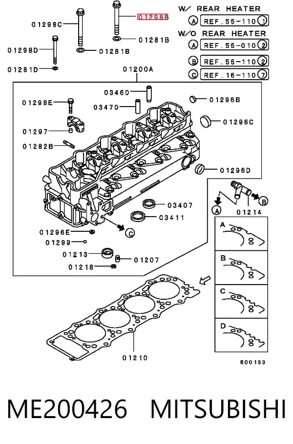 Parafuso de cabeça de motor (CBC) ME200426 Mitsubishi