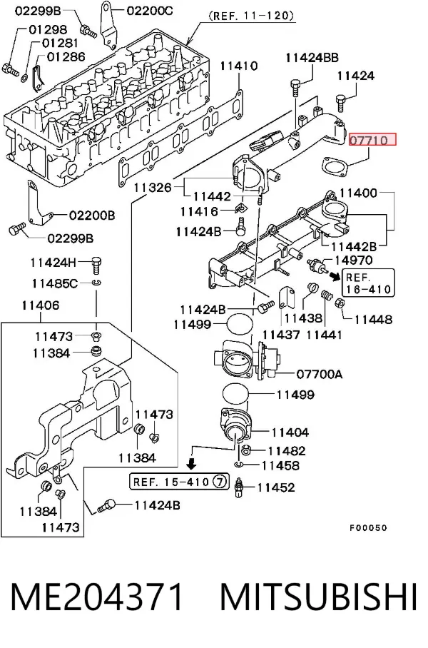 Vedante de válvula EGR de recirculação ME204371 Mitsubishi