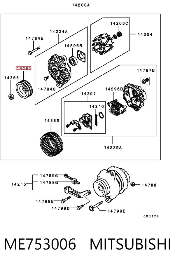 Polia do gerador ME753006 Mitsubishi